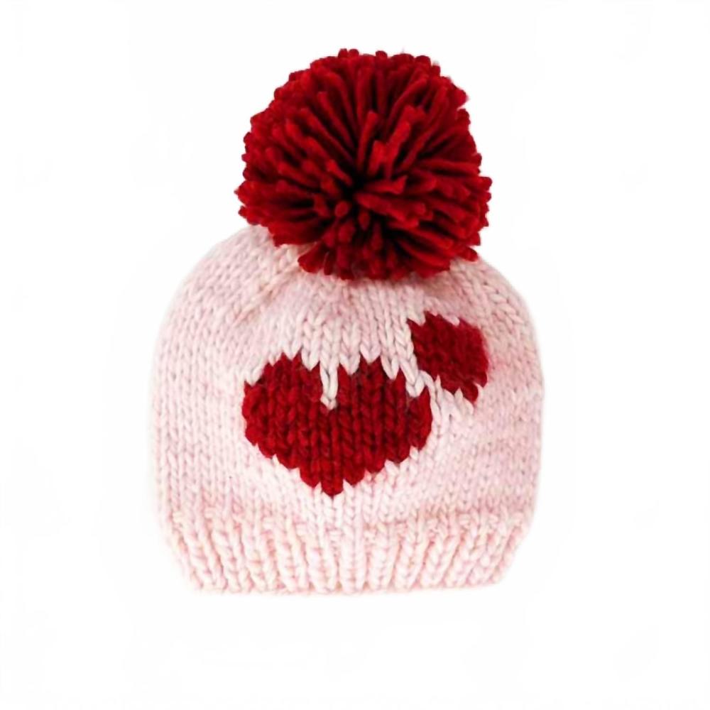 NEW HUGGALUGS girls sweetheart pom pom hat in pink